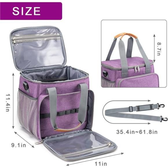Pet Grooming Bag, Dog Grooming Supplies Organizer Tote Bag, Purple - Picture 6 of 7